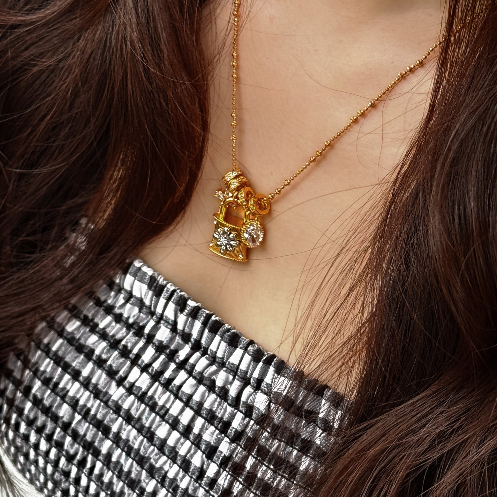 Baroque Gold Padlock Necklace