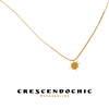 Gold necklace with a sun pendant on a white background, branded as CrescendoChic Accessories.
