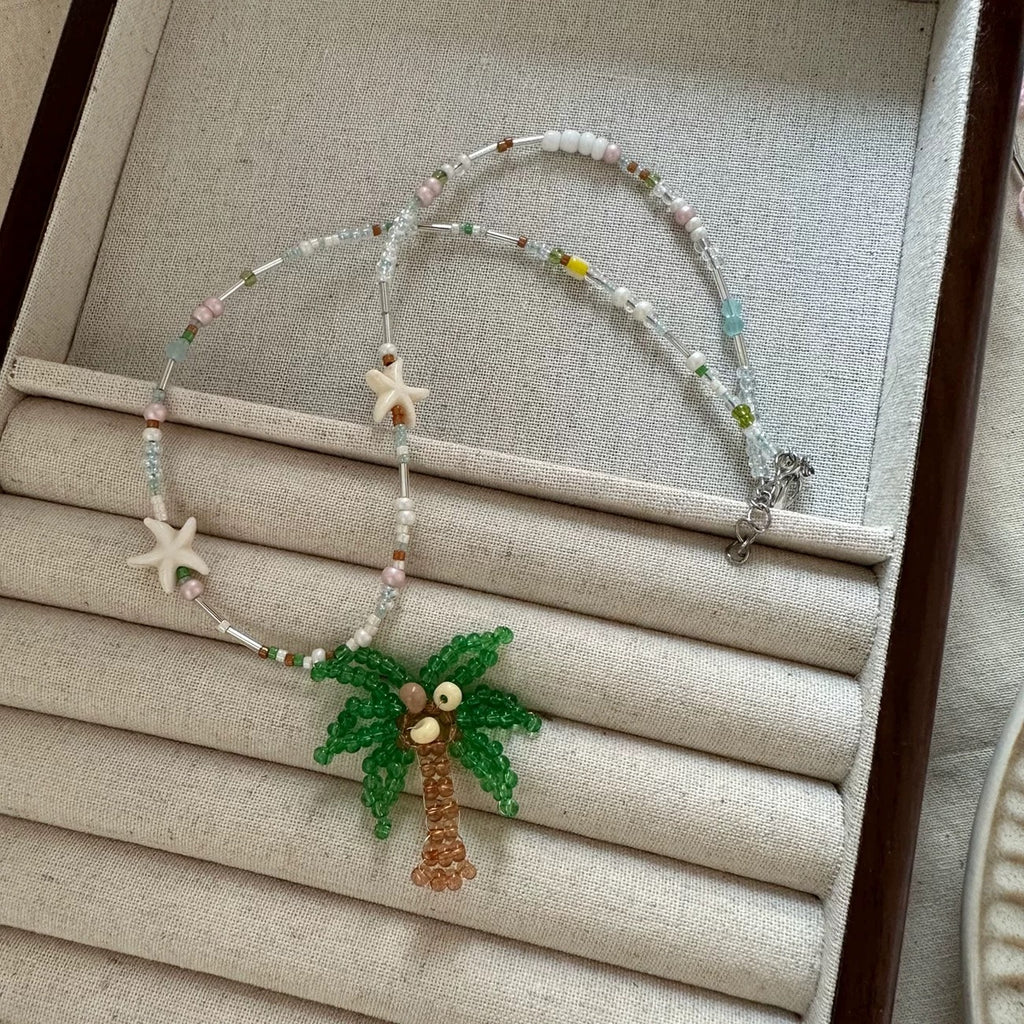 Palm Tree Beaded Necklace