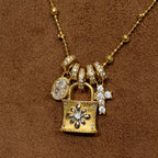 Baroque Gold Padlock Necklace