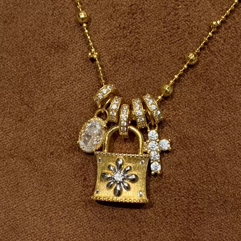 Baroque Gold Padlock Necklace