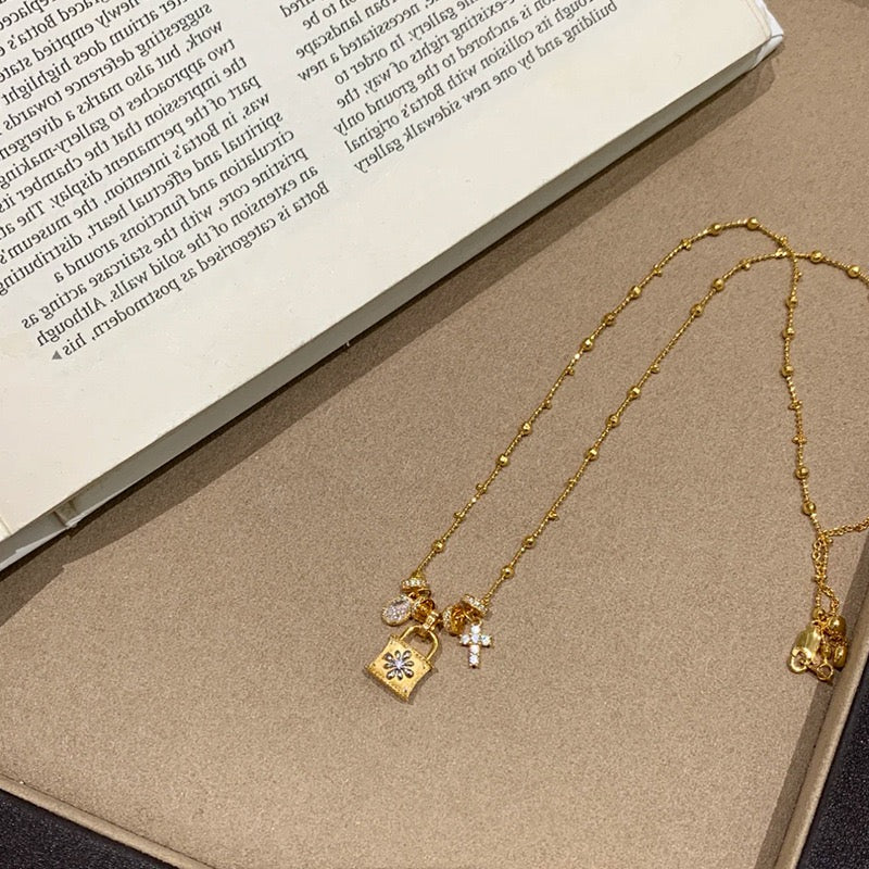 Baroque Gold Padlock Necklace